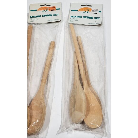 3 Wood Mixing Spoons  3 Pc Wooden Spoon Set - Kitchen Tools. 8" 10" 12" - Picture 2 of 13